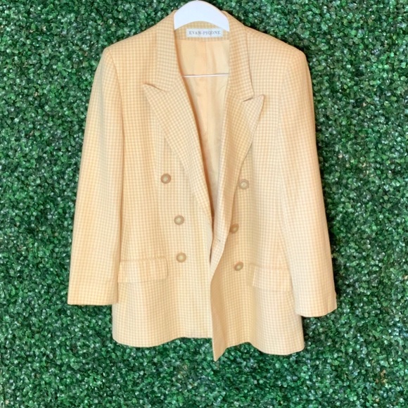 Vintage Evan Picone Check Double Breasted Blazer - Picture 4 of 13